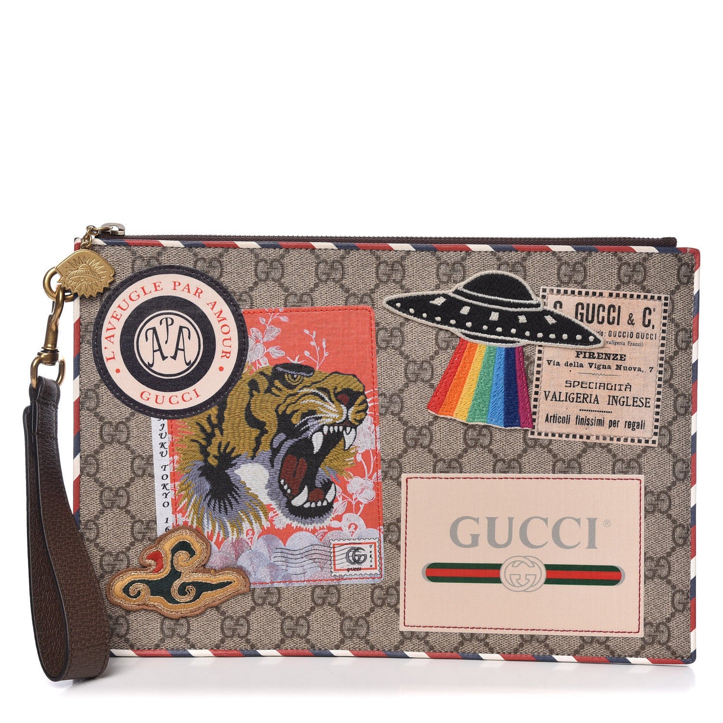 GG Supreme Monogram Courrier Documents Holder Beige New Acero
