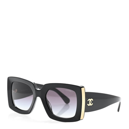 Chanel Acetate Rectangle Sunglasses 5435-A Black 1 of 9