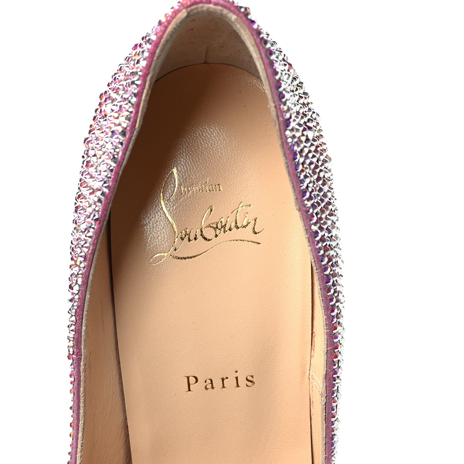 Christian Louboutin Suede Metallic Strass Lady Peep 150 Pumps 39 Aurora Borea 7 of 7
