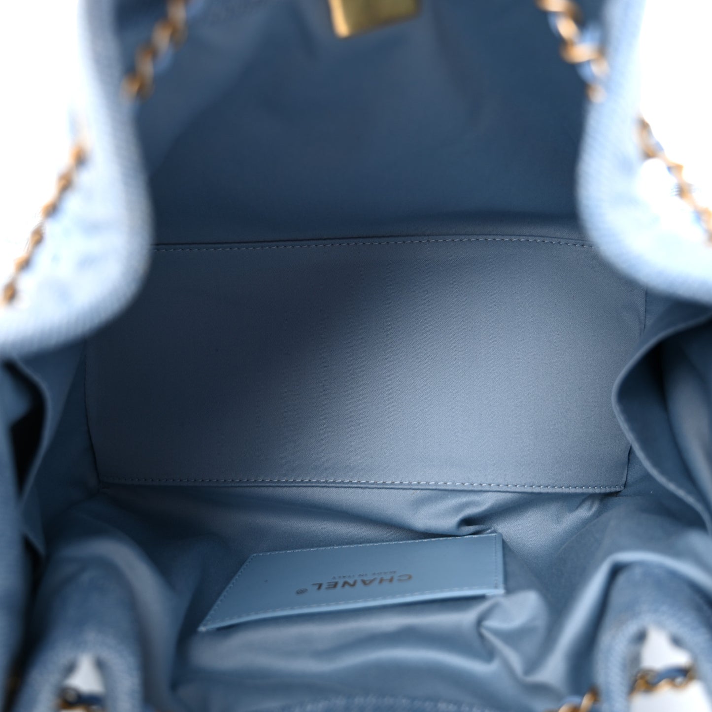 Washed Denim Quilted Small Chanel 25 Handbag Blue