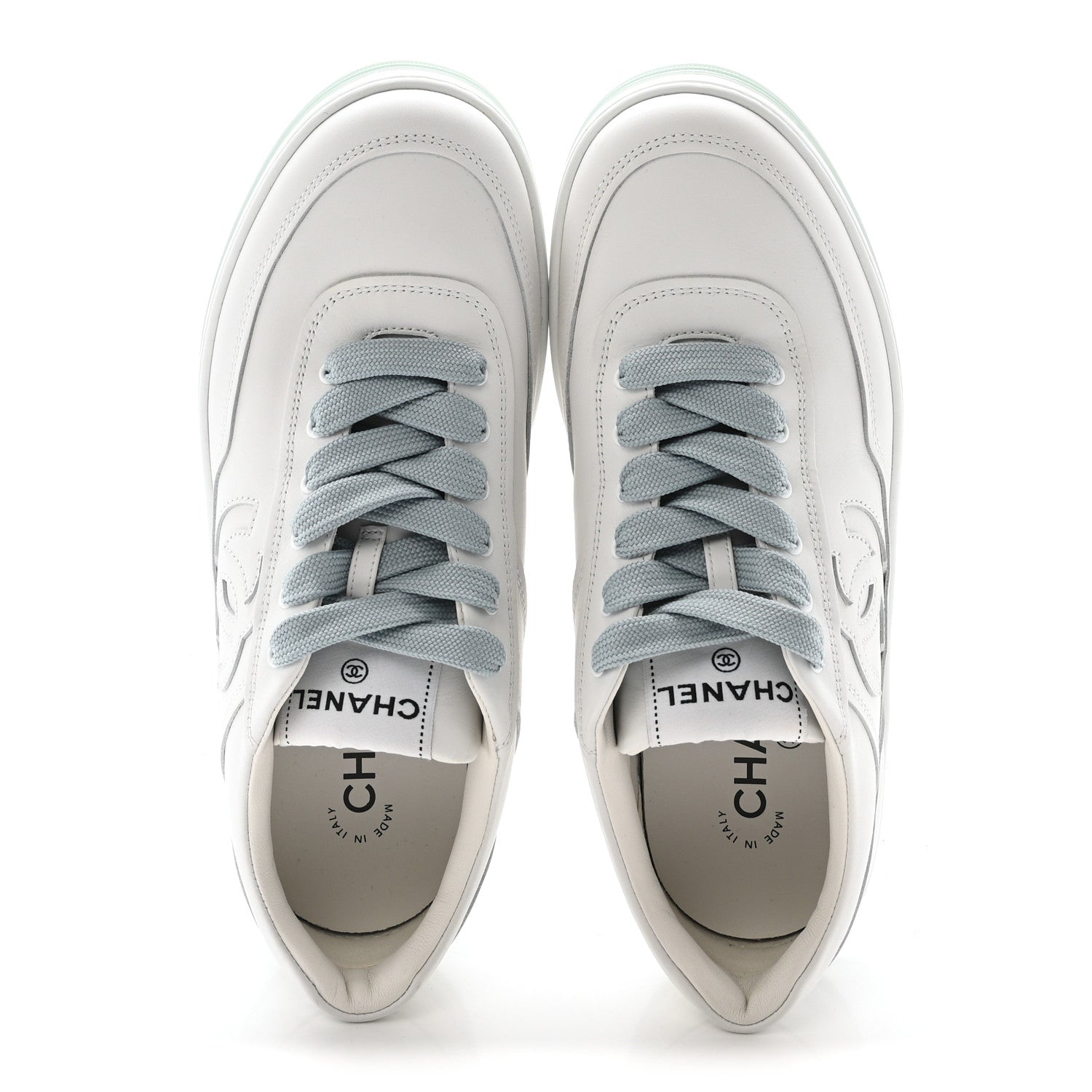 Chanel Kidskin Womens CC Sneakers 38.5 White 2 of 10