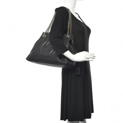 Gucci Pebbled Calfskin Medium Soho Chain Shoulder Bag Black 2 of 14