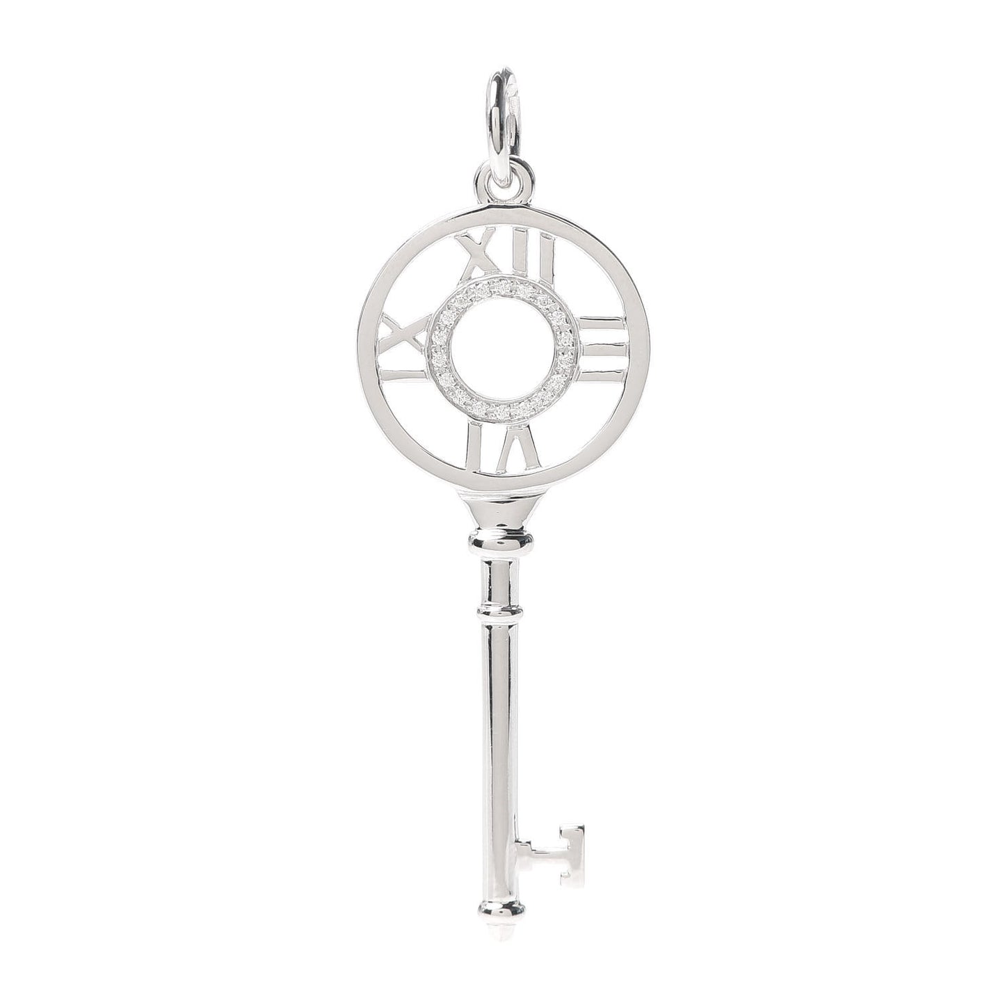 18K White Gold Diamond Atlas Key Pendant