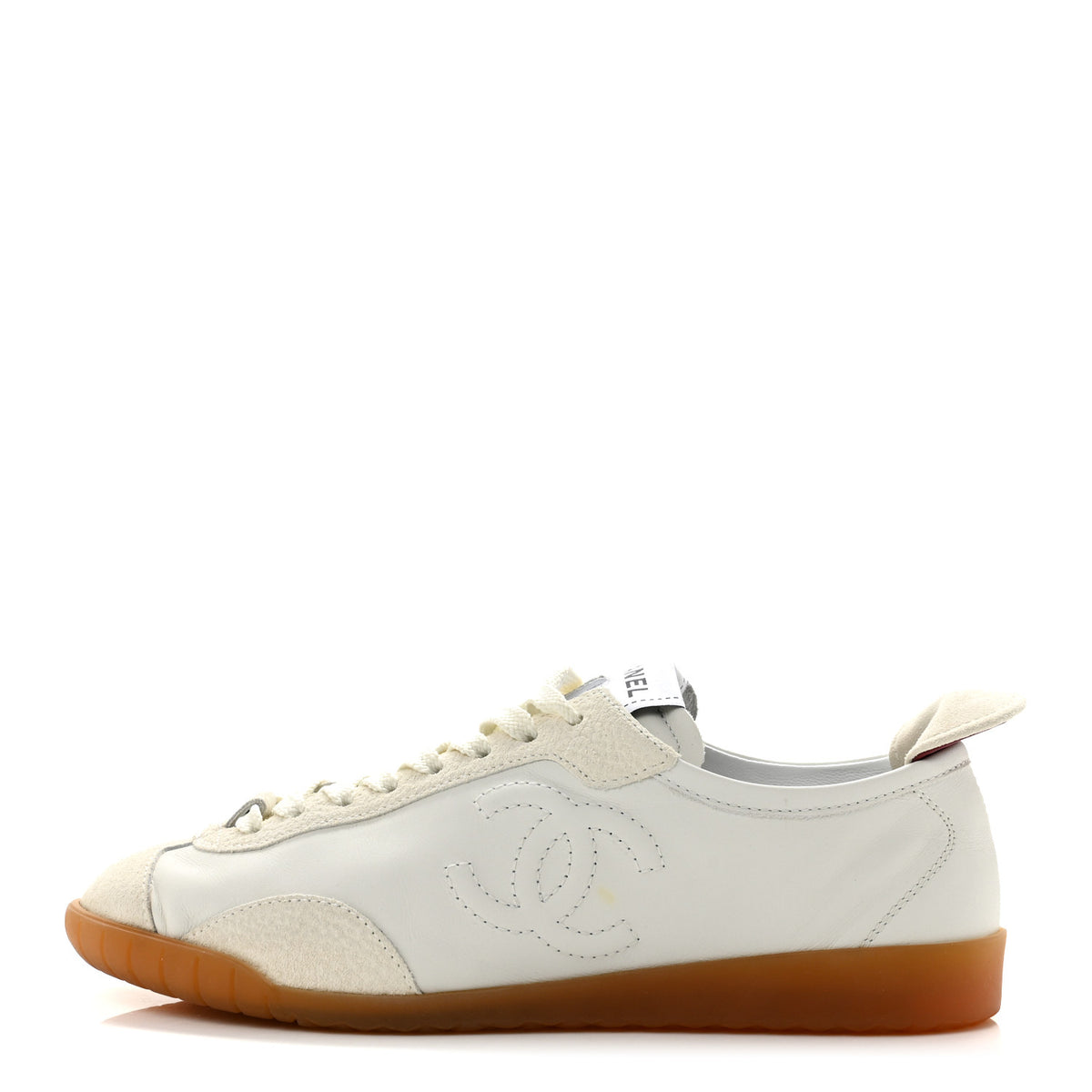 Chanel Calfskin Embossed Suede Sneakers 36 White Black 1 of 10