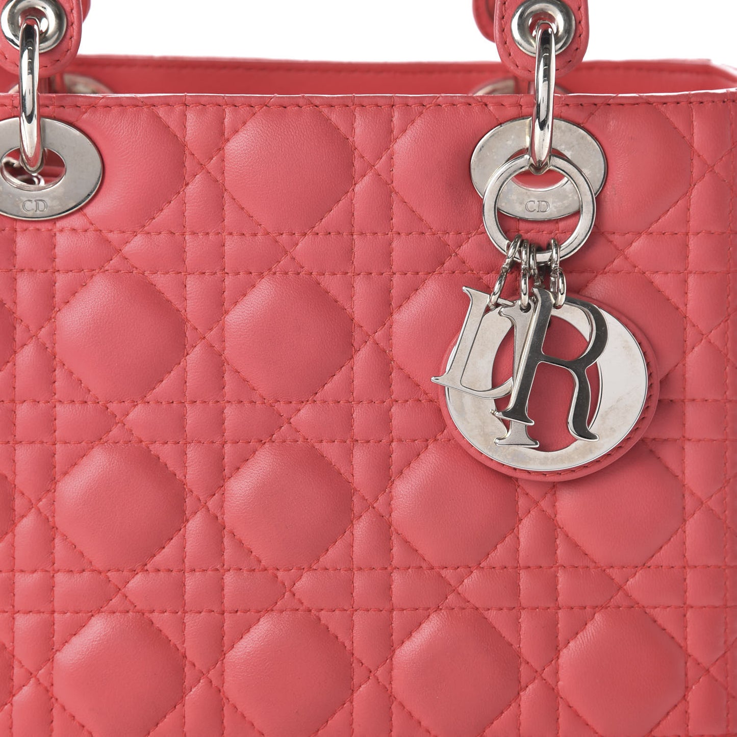 Lambskin Cannage Medium Lady Dior Coral