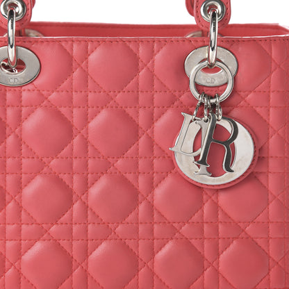 Christian Dior Lambskin Cannage Medium Lady Dior Coral 10 of 11