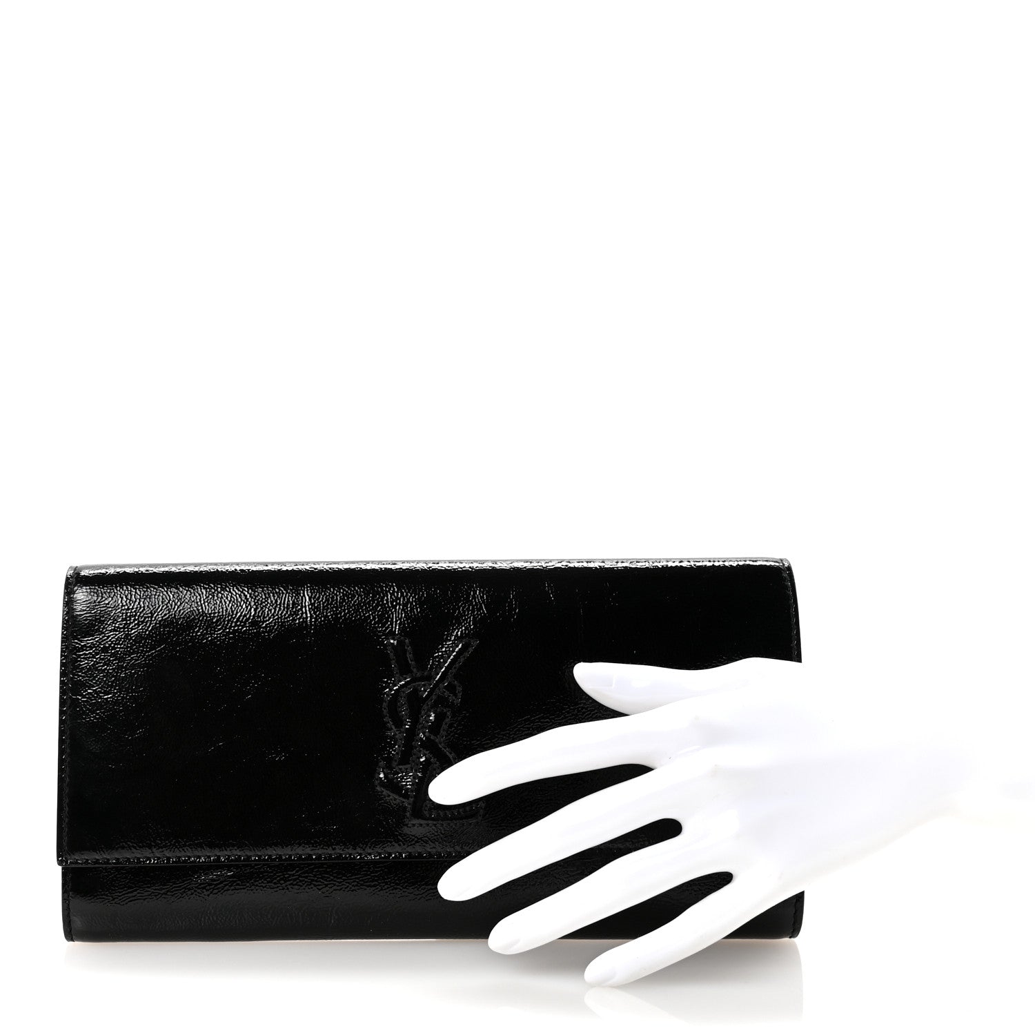 Saint Laurent Textured Patent Monogram Small Belle De Jour Clutch  Black 2 of 6
