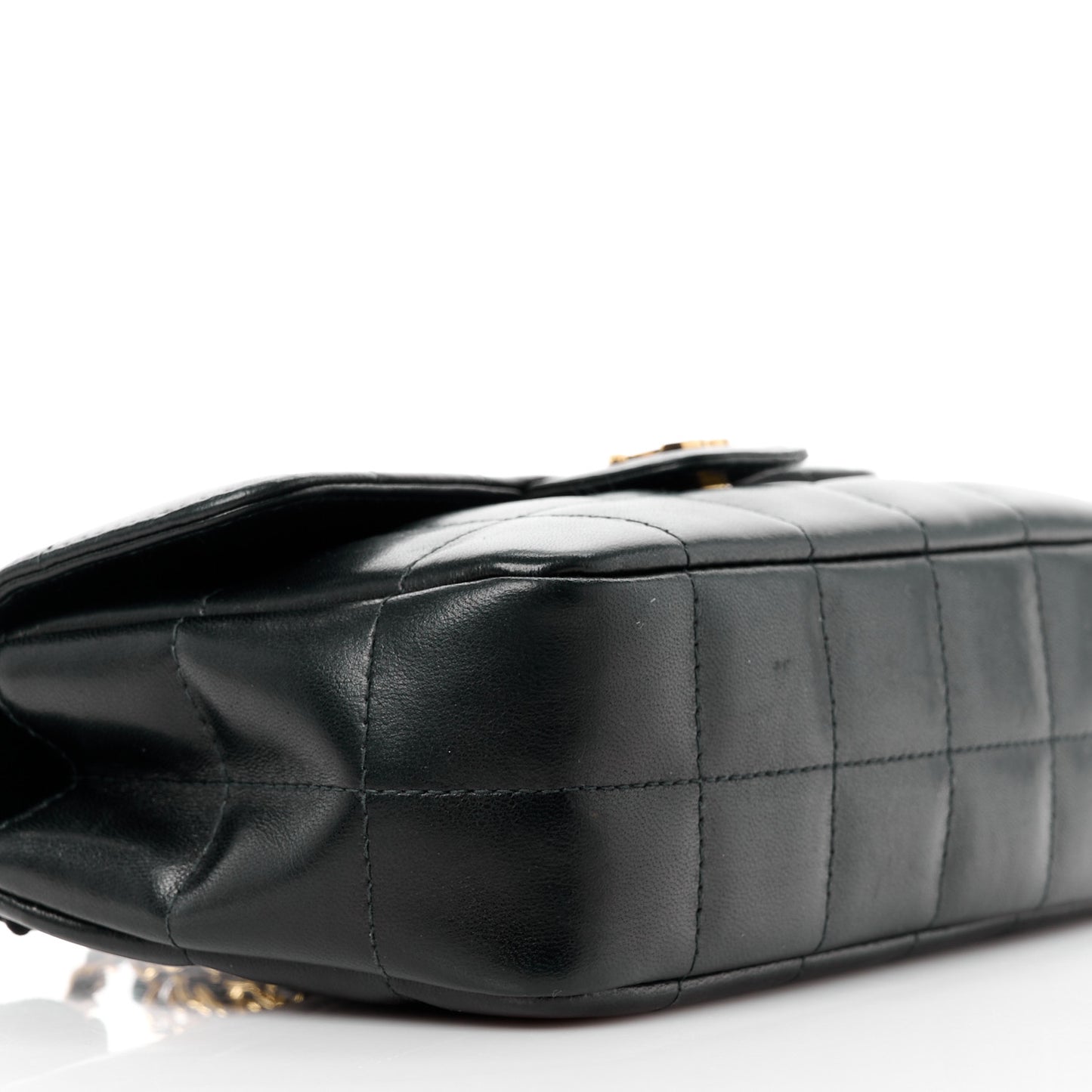 Lambskin Quilted Mini Chocolate Bar Camellia Flap Black