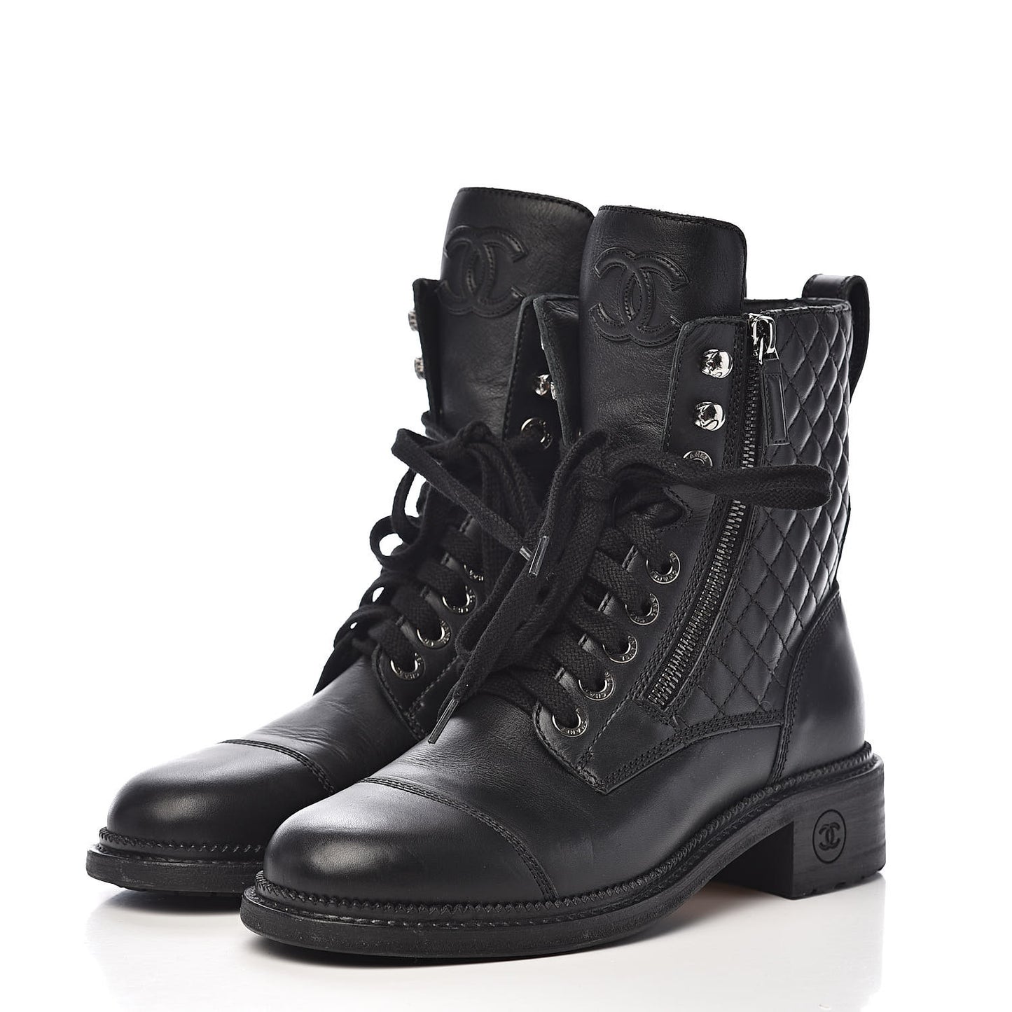 Calfskin Combat Boots 38 Black