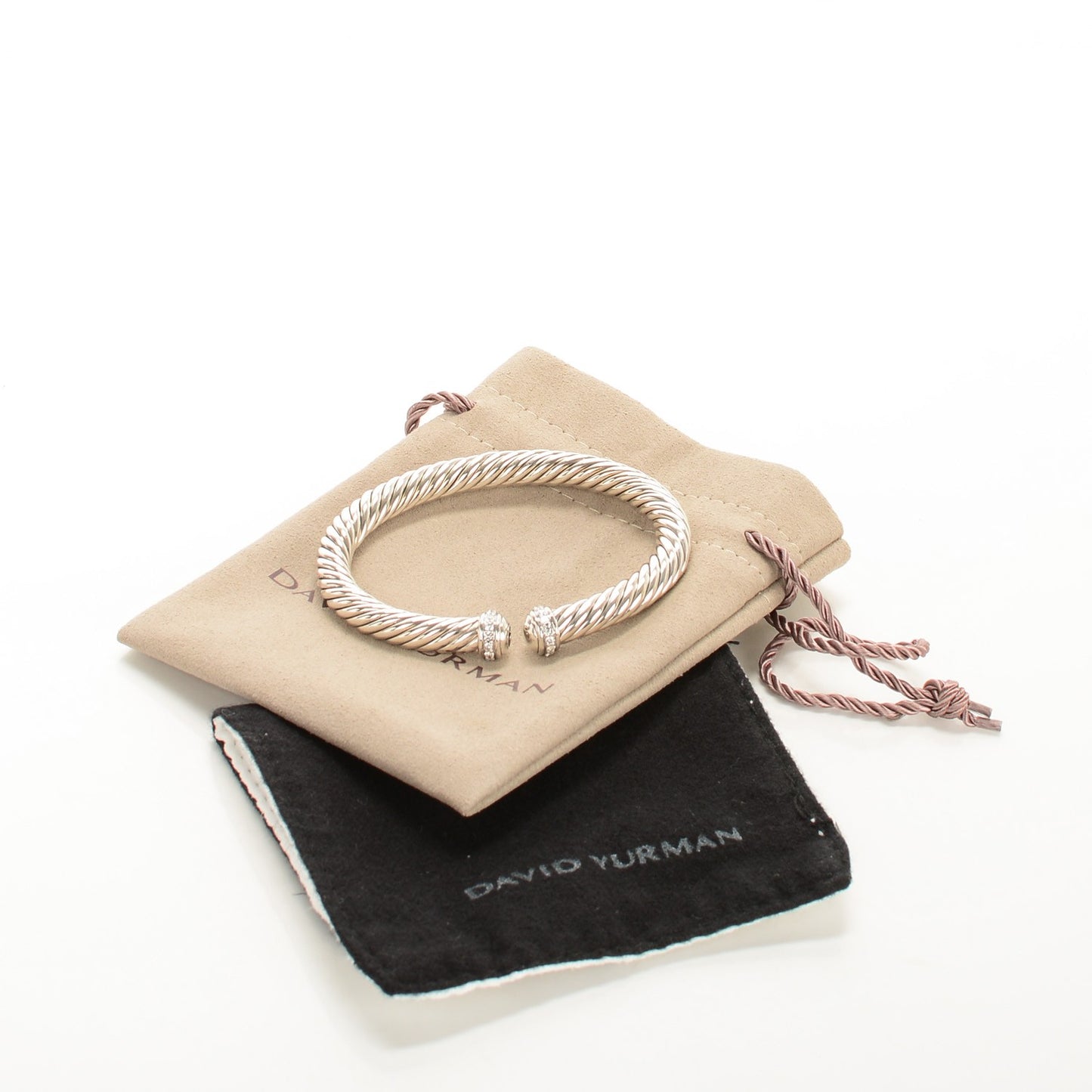 Sterling Silver Pave Diamond 7mm Cablespira Bracelet