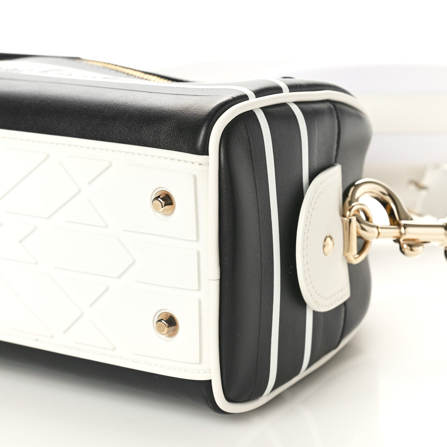 Calfskin Small Dior Vibe Zip Bowling Bag Blue White