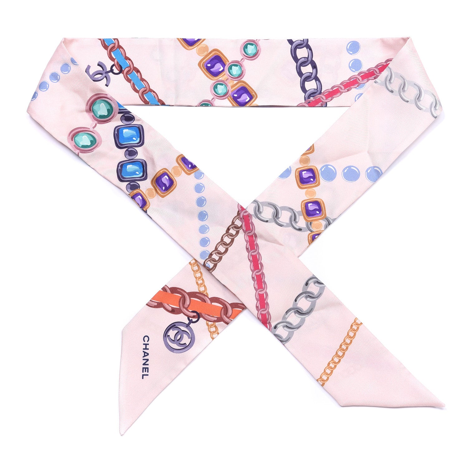 Chanel Silk Twill Slim Bandeau Scarf Pink 1 of 3