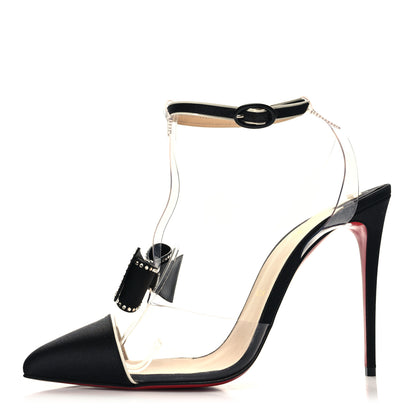 Christian Louboutin Satin Patent PVC Naked Bow 100 Pumps 41 Black 1 of 7
