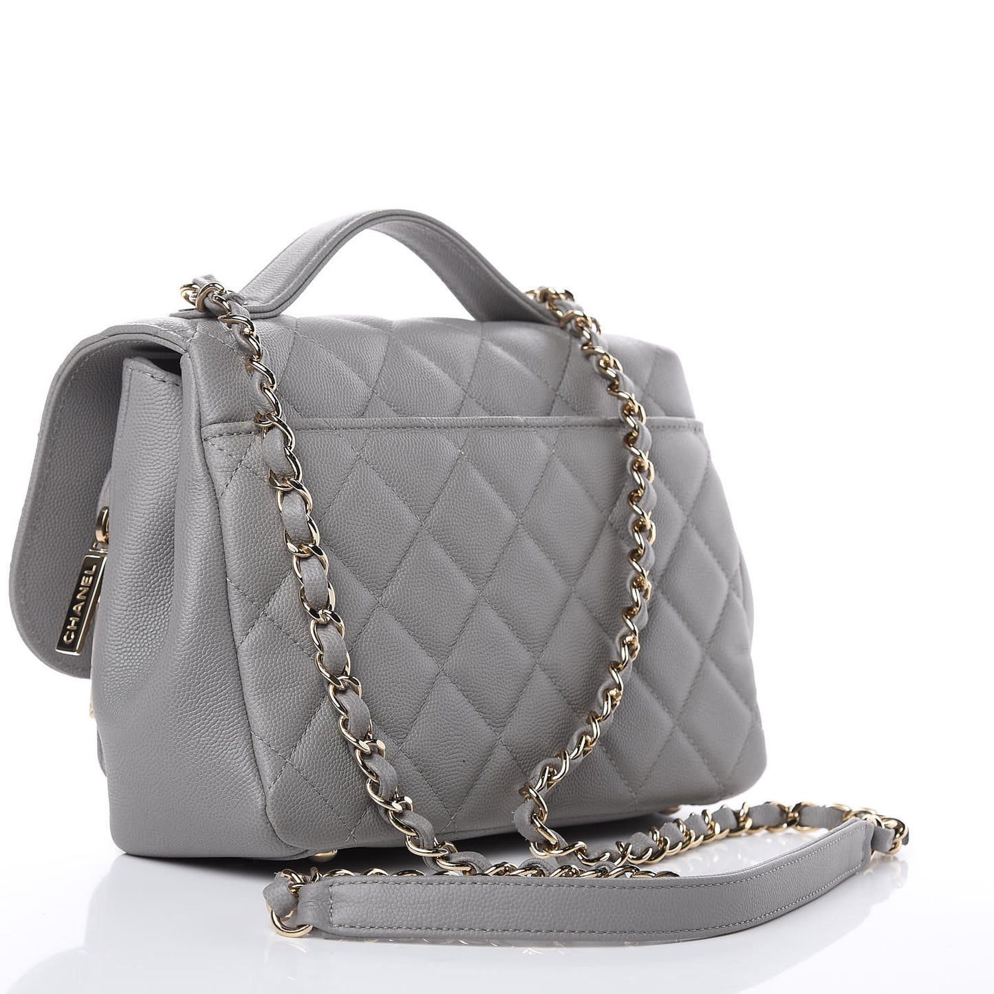 Caviar Quilted Medium Business Affinity Flap Grey