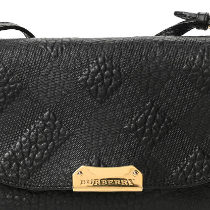 Burberry Signature Grain Calfskin Check Embossed Langley Crossbody Black 7 of 9