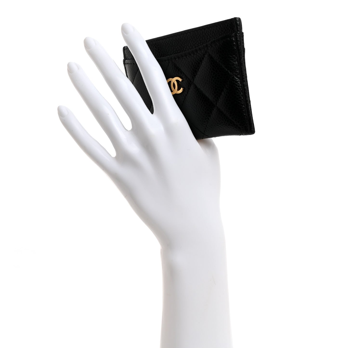 Caviar Quilted Card Holder Black
