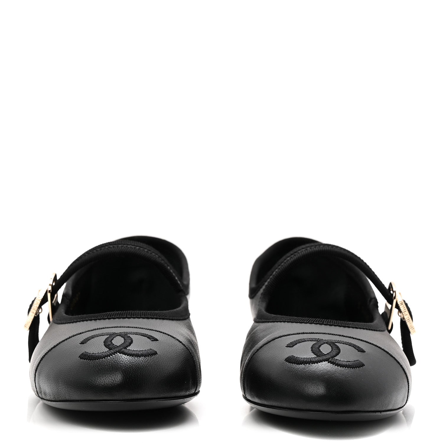 Chanel Lambskin Mary Jane Flats 37.5 Black 3 of 10