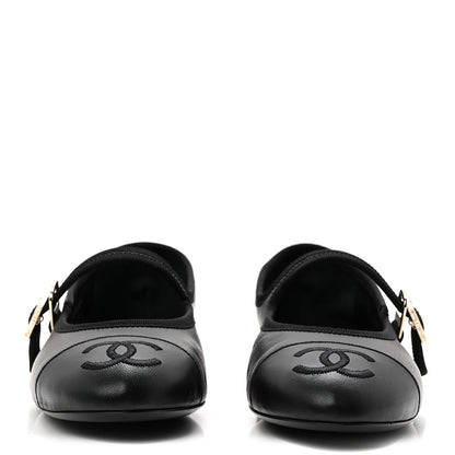 Chanel Lambskin Mary Jane Flats 37.5 Black 3 of 10