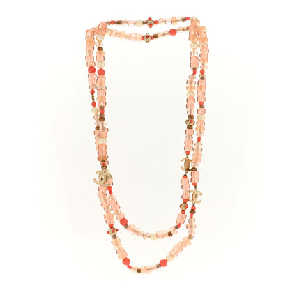 Chanel Pearl Beaded CC Long Necklace Pink 3 of 6