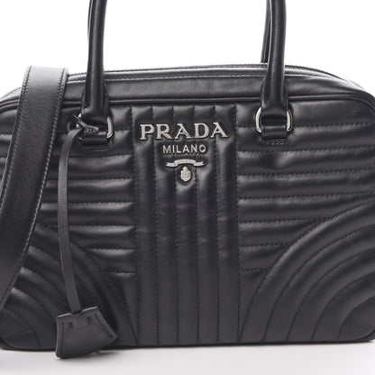 Prada Soft Calfskin Impunture Diagramme Top Handle Crossbody Bag Black 8 of 11