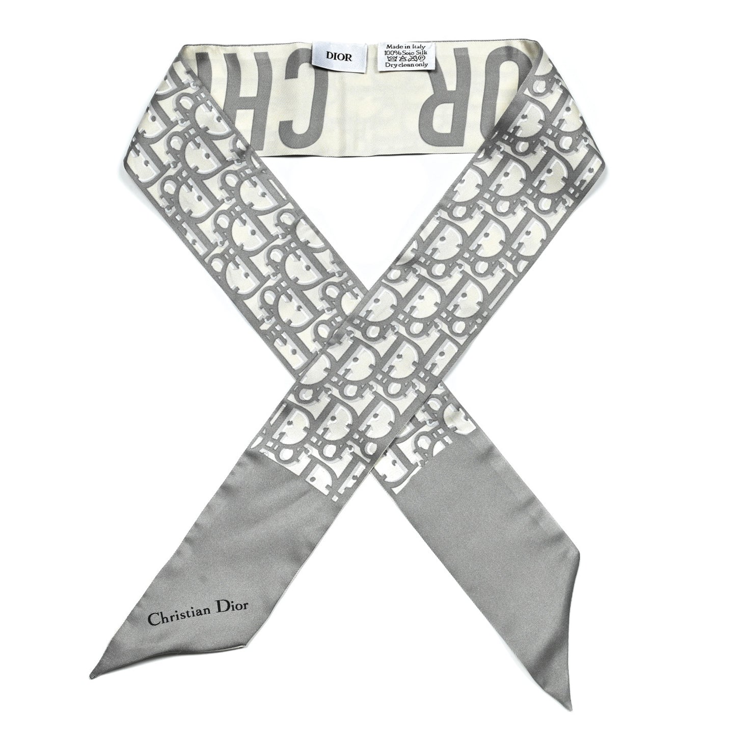 Silk Oblique Mitzah Scarf Grey