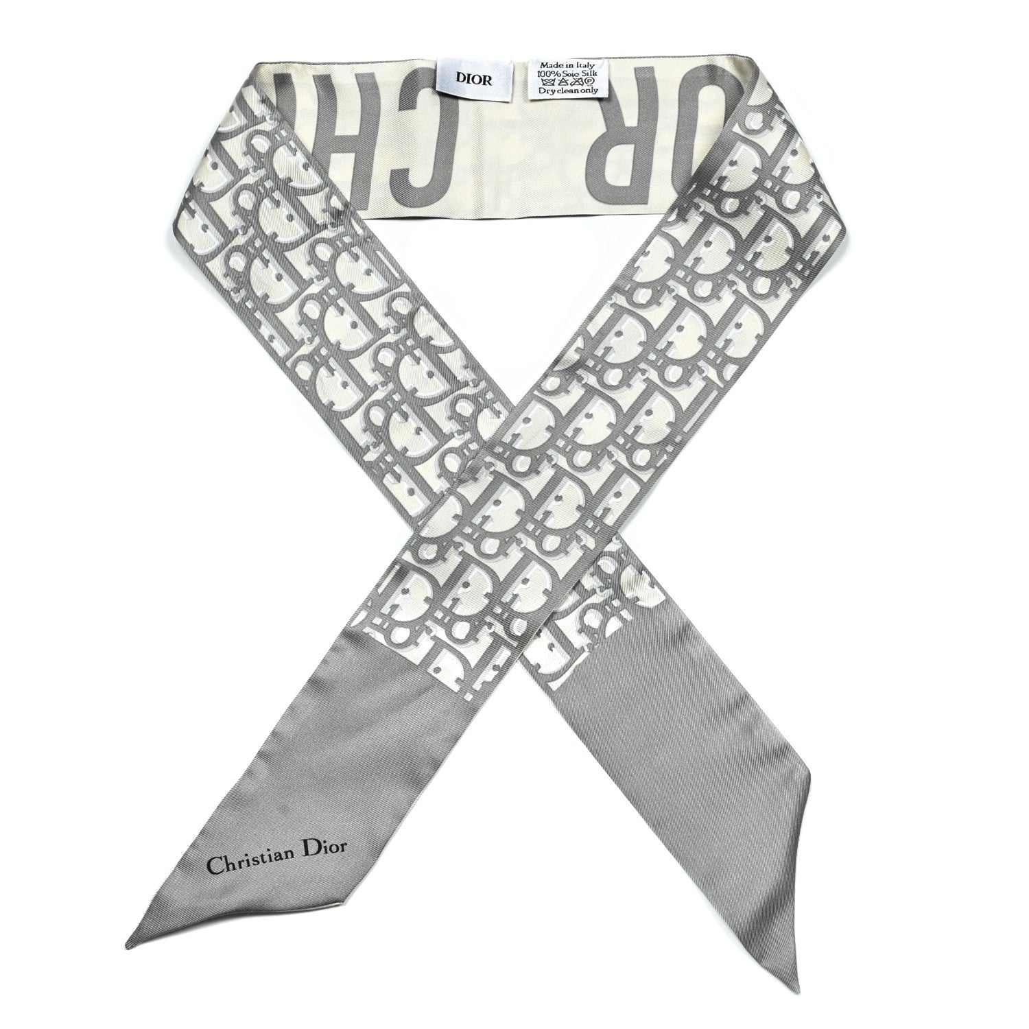 Christian Dior Silk Oblique Mitzah Scarf Grey 1 of 3