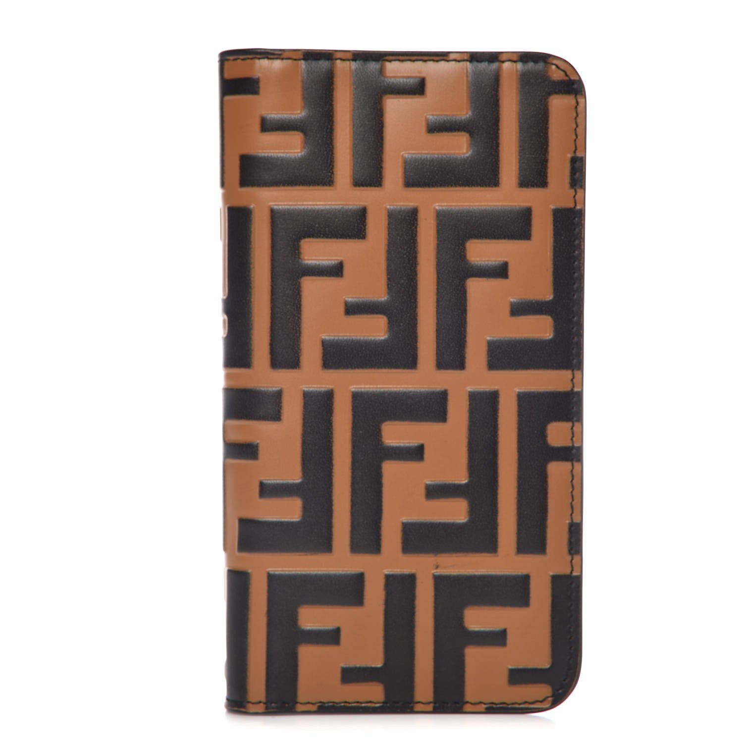 Fendi Calfskin FF Embossed IPhone X Case Tobacco 1 of 8