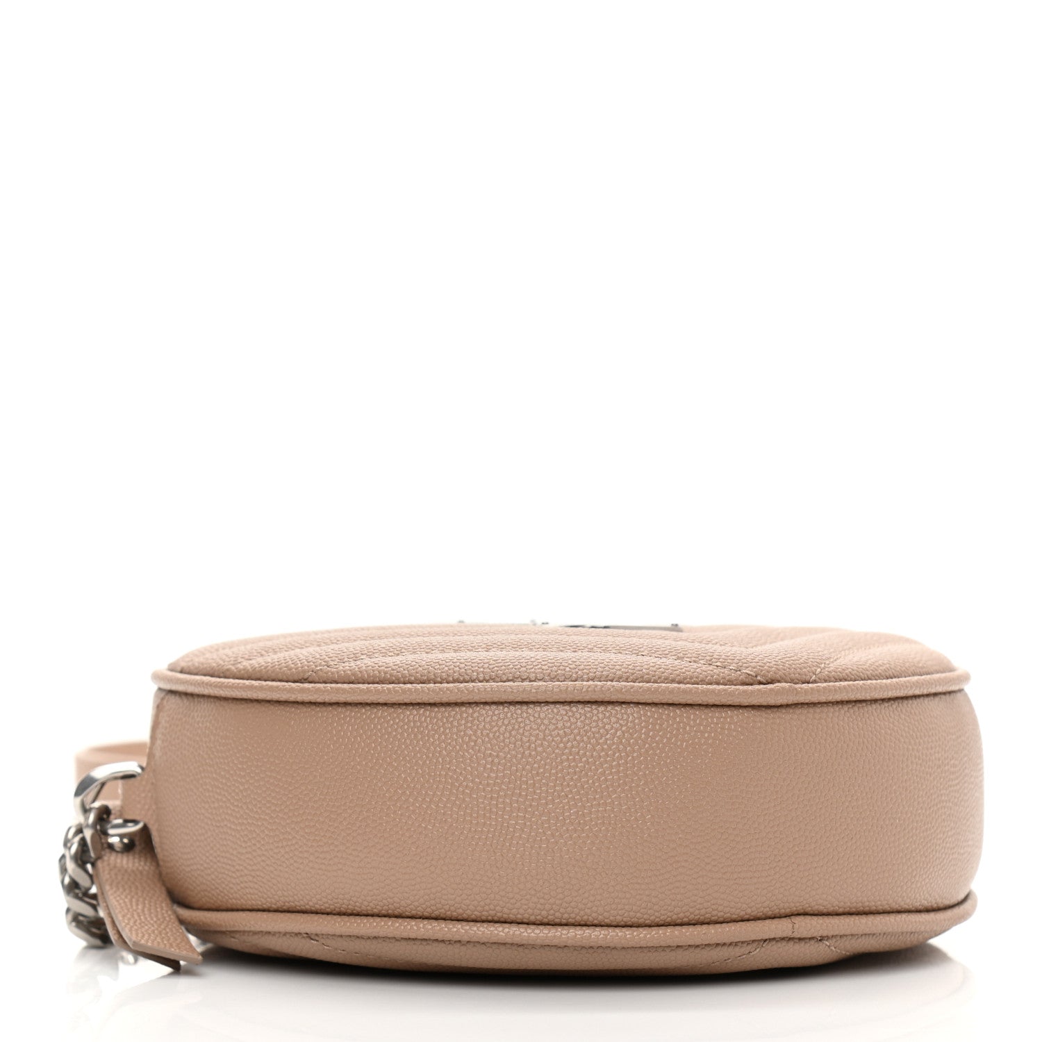 Saint Laurent Grain De Poudre Matelasse Chevron Quilted Round Vinyle Camera Bag Gold Sand 4 of 8