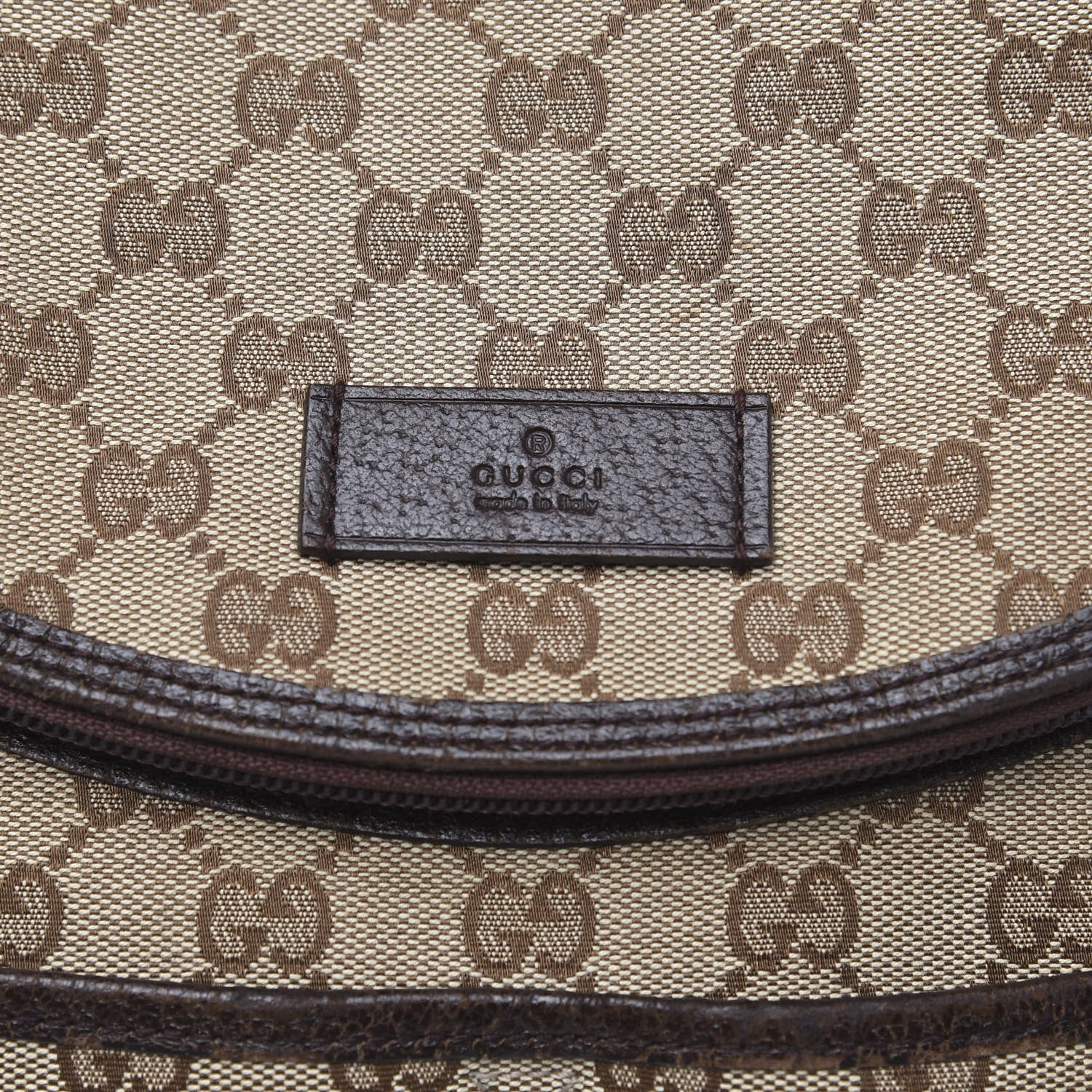 Gucci Monogram Natural Pigskin Large Diaper Bag Beige Ebony Cocoa Dark Chocolate 12 of 15