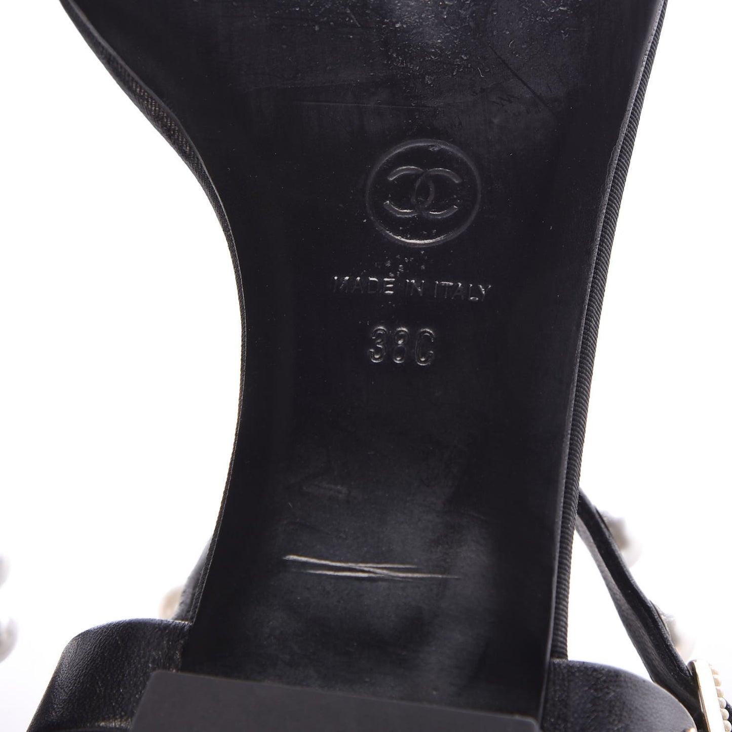 Lambskin Pearl Thong Sandals 38 Black