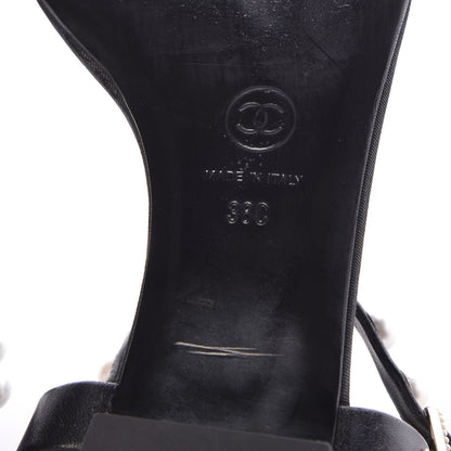 Chanel Lambskin Pearl Thong Sandals 38 Black 8 of 24