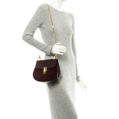 Chloe Suede Smooth Calfskin Drew Shoulder Bag Dark Purple 2 of 8
