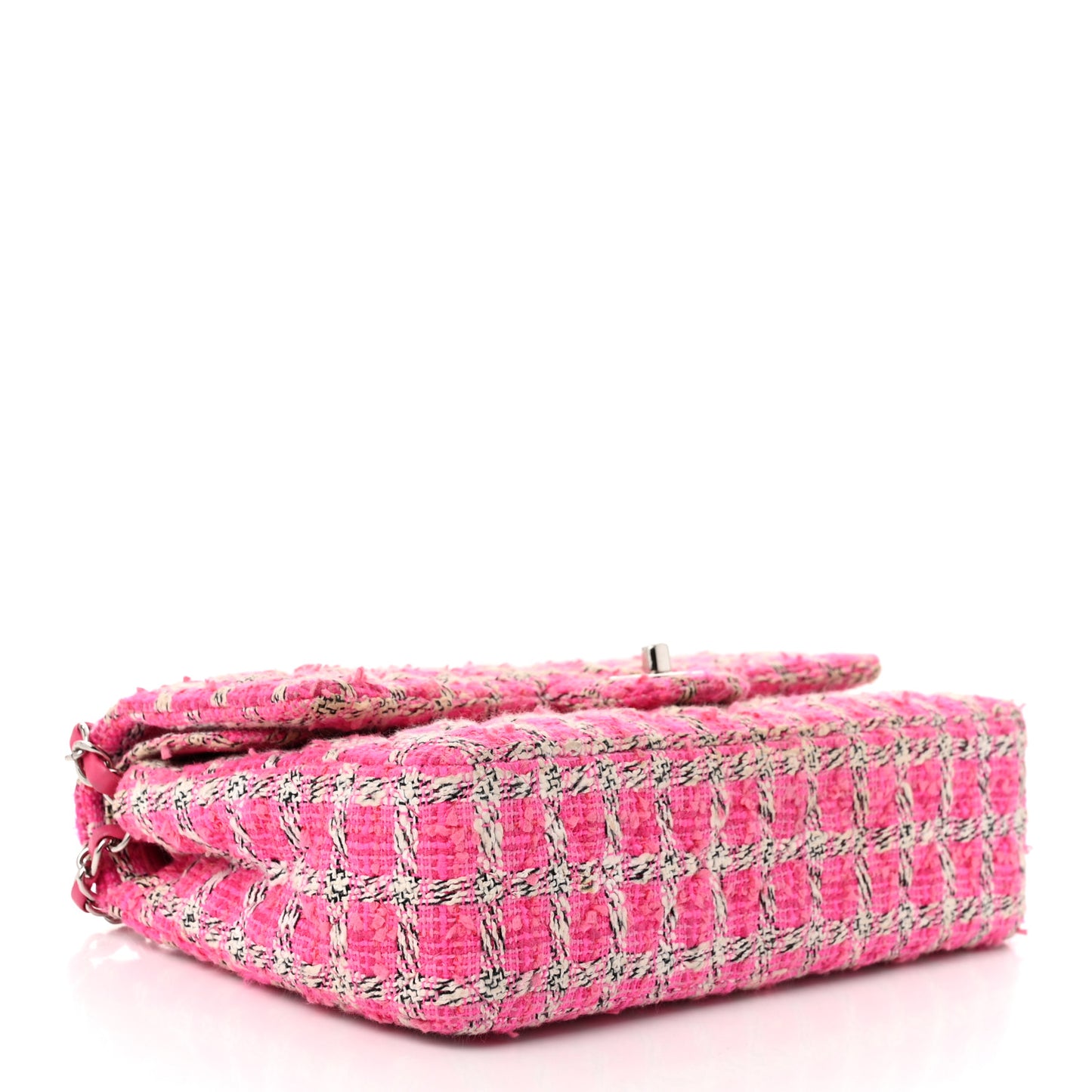 Tweed Quilted Medium Double Flap Hot Pink