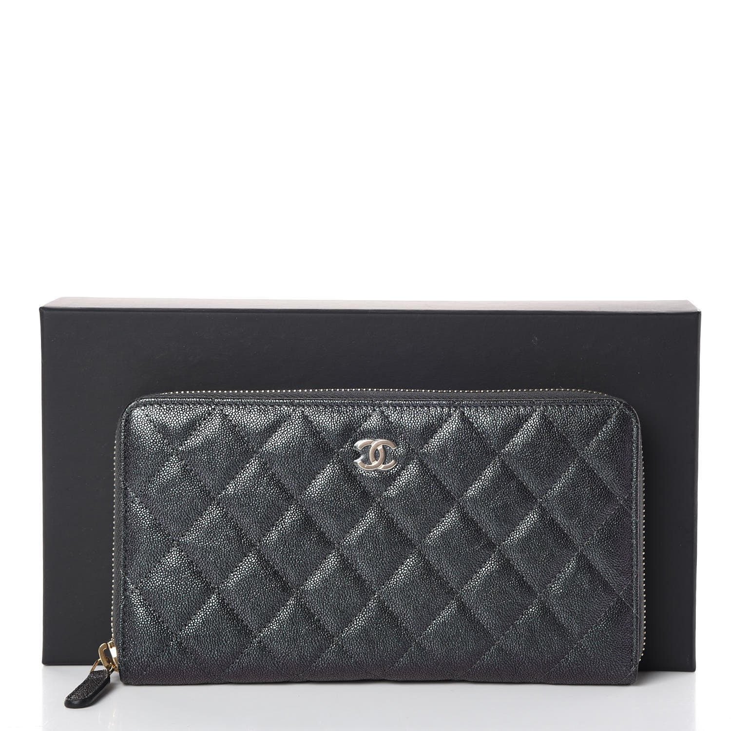 Chanel Iridescent Caviar Quilted Large Zip Around Organizer Wallet Black 9 of 9
