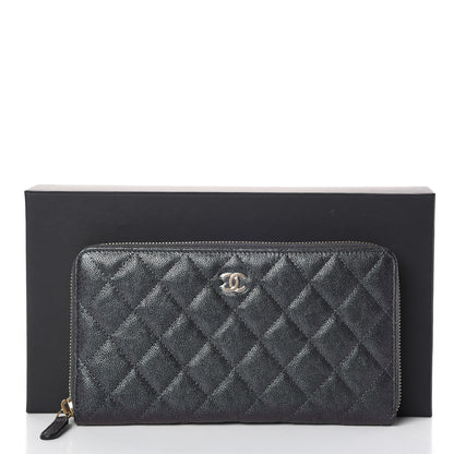 Chanel Iridescent Caviar Quilted Large Zip Around Organizer Wallet Black 9 of 9