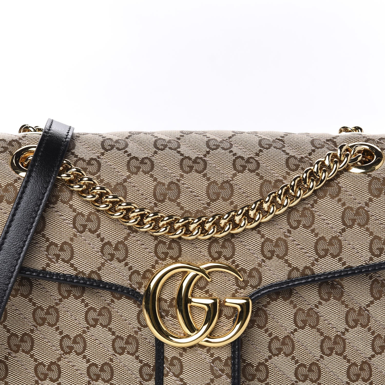 Gucci Monogram Matelasse Diagonal Small GG Marmont Shoulder Bag Beige Black 10 of 10
