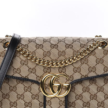 Gucci Monogram Matelasse Diagonal Small GG Marmont Shoulder Bag Beige Black 10 of 10