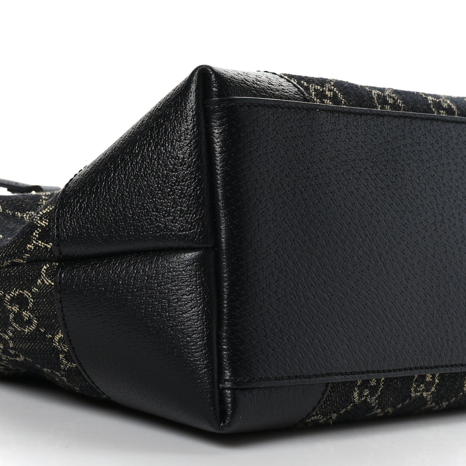 Gucci Jacquard Black Denim GG Monogram Medium Ophidia Shopping Tote Black Ivory 9 of 10