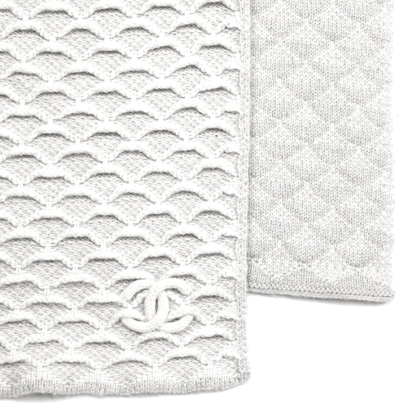 Wool CC Scarf Grey Ivory