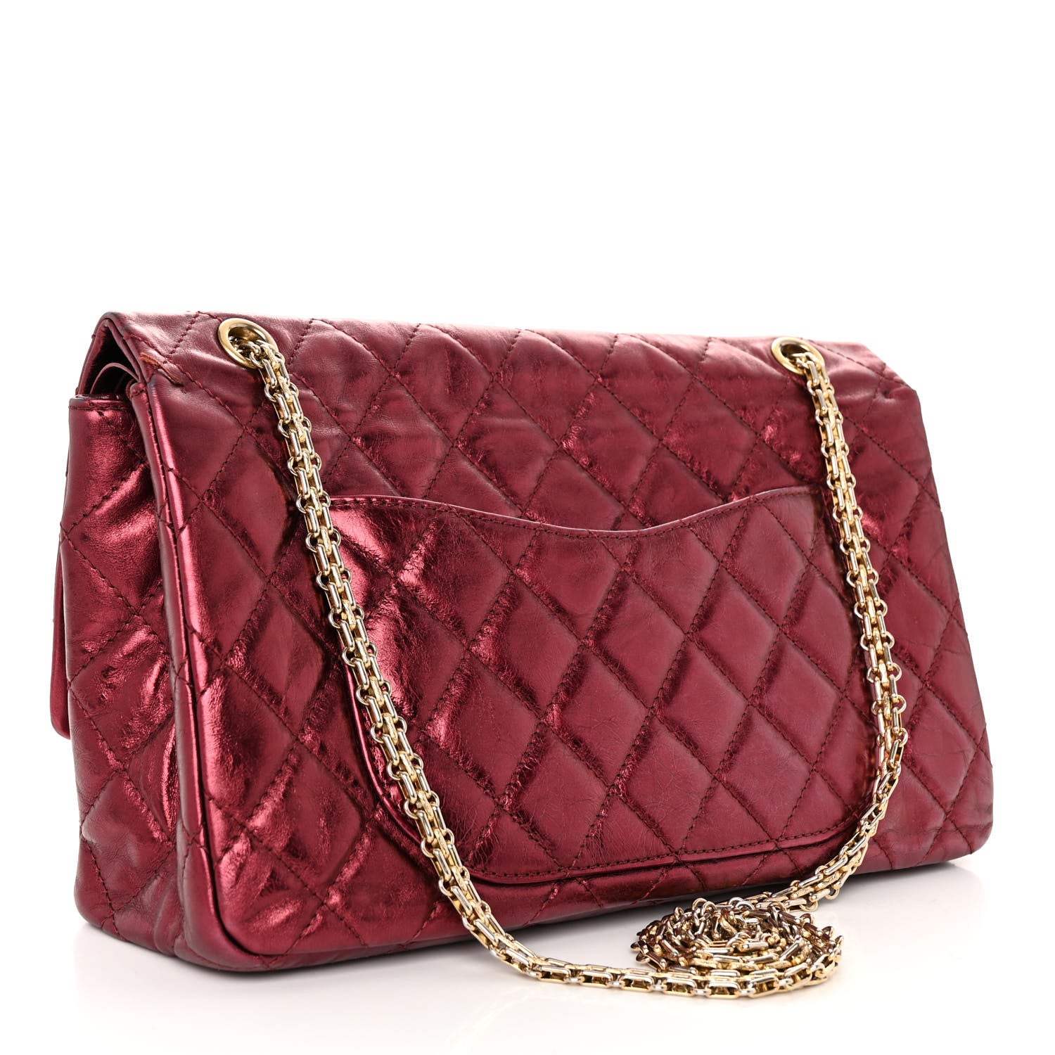 Chanel Metallic Aged Calfskin Quilted 2.55 Reissue 227 Flap Dark Red 3 of 12