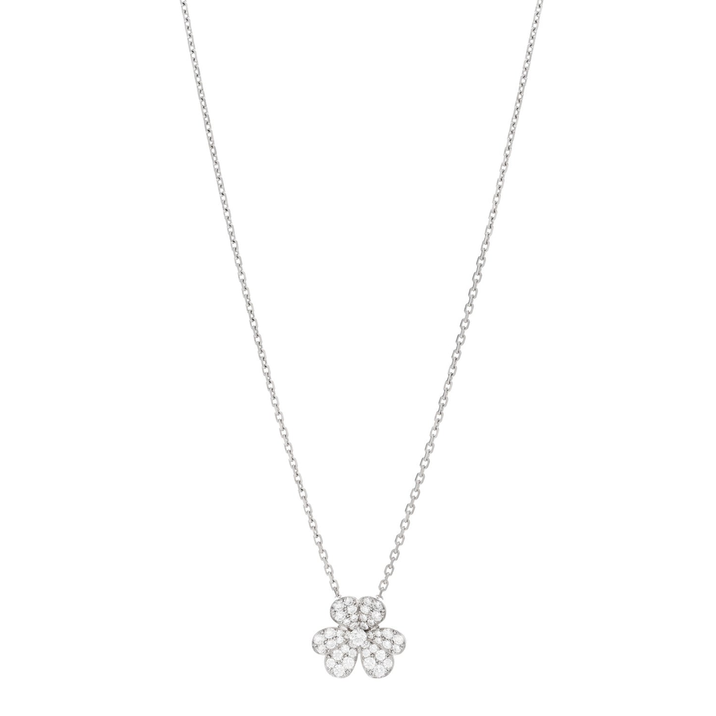 18K White Gold Diamond Small Frivole Pendant Necklace