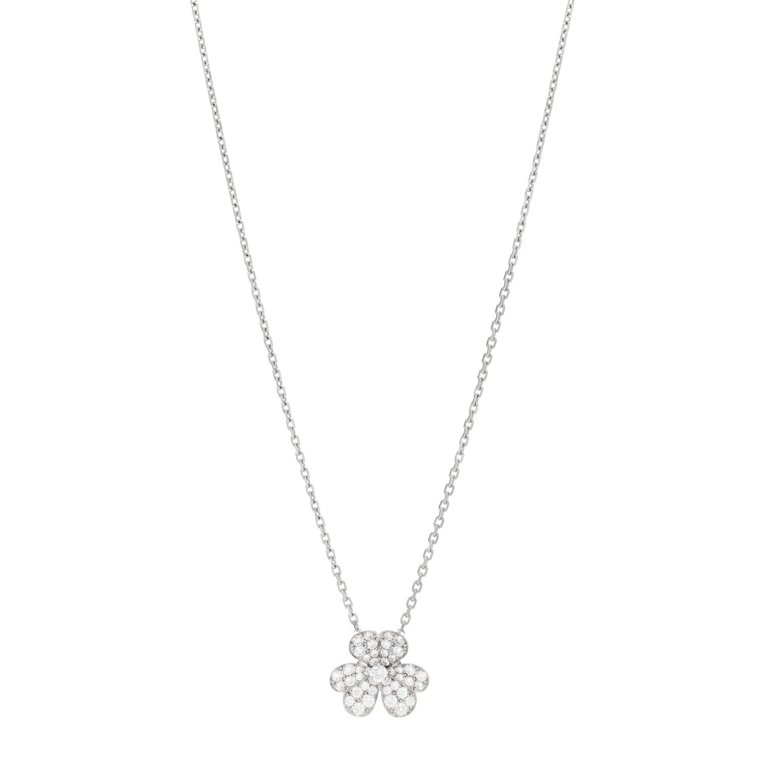Van Cleef & Arpels 18K White Gold Diamond Small Frivole Pendant Necklace 1 of 5