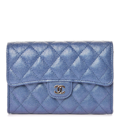 Chanel Iridescent Caviar Quilted Medium Flap Wallet Blue 1 of 11