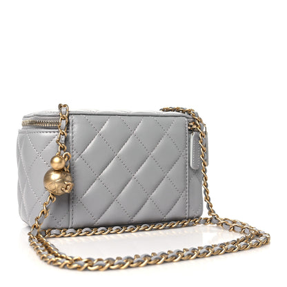 Chanel Lambskin Quilted Small Pearl Crush Vanity Case With Chain Grey 3 of 11