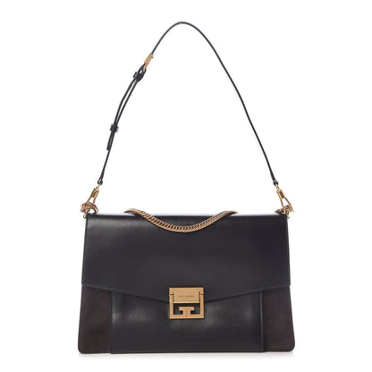 Givenchy Goatskin Suede Large GV3 Flap Black Grey 1 of 15