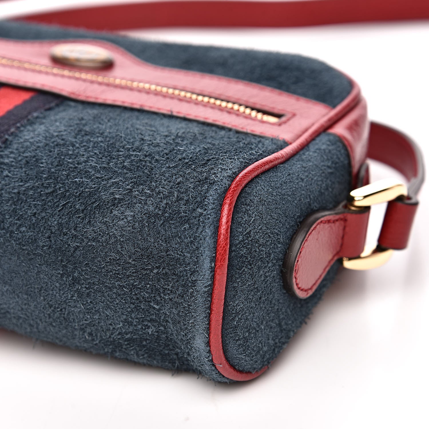 Gucci Suede Calfskin Web Mini Ophidia Shoulder Bag New Blue Romantic Cherry 9 of 11