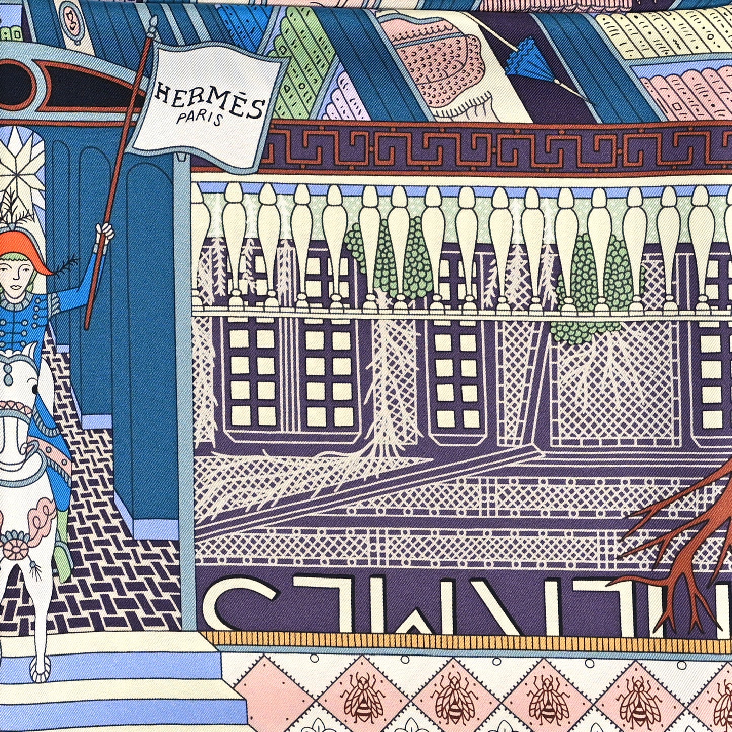 Silk Objets De Curiosite Scarf 90 Bleu Vert Rose
