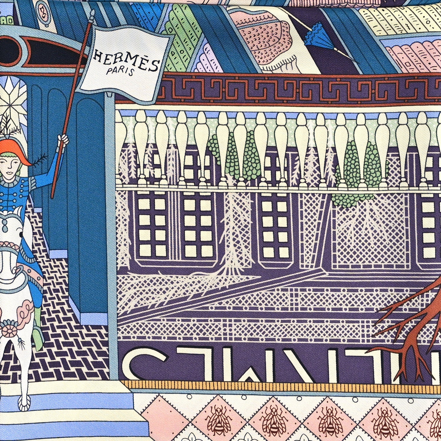 Hermes Silk Objets De Curiosite Scarf 90 Bleu Vert Rose 2 of 4