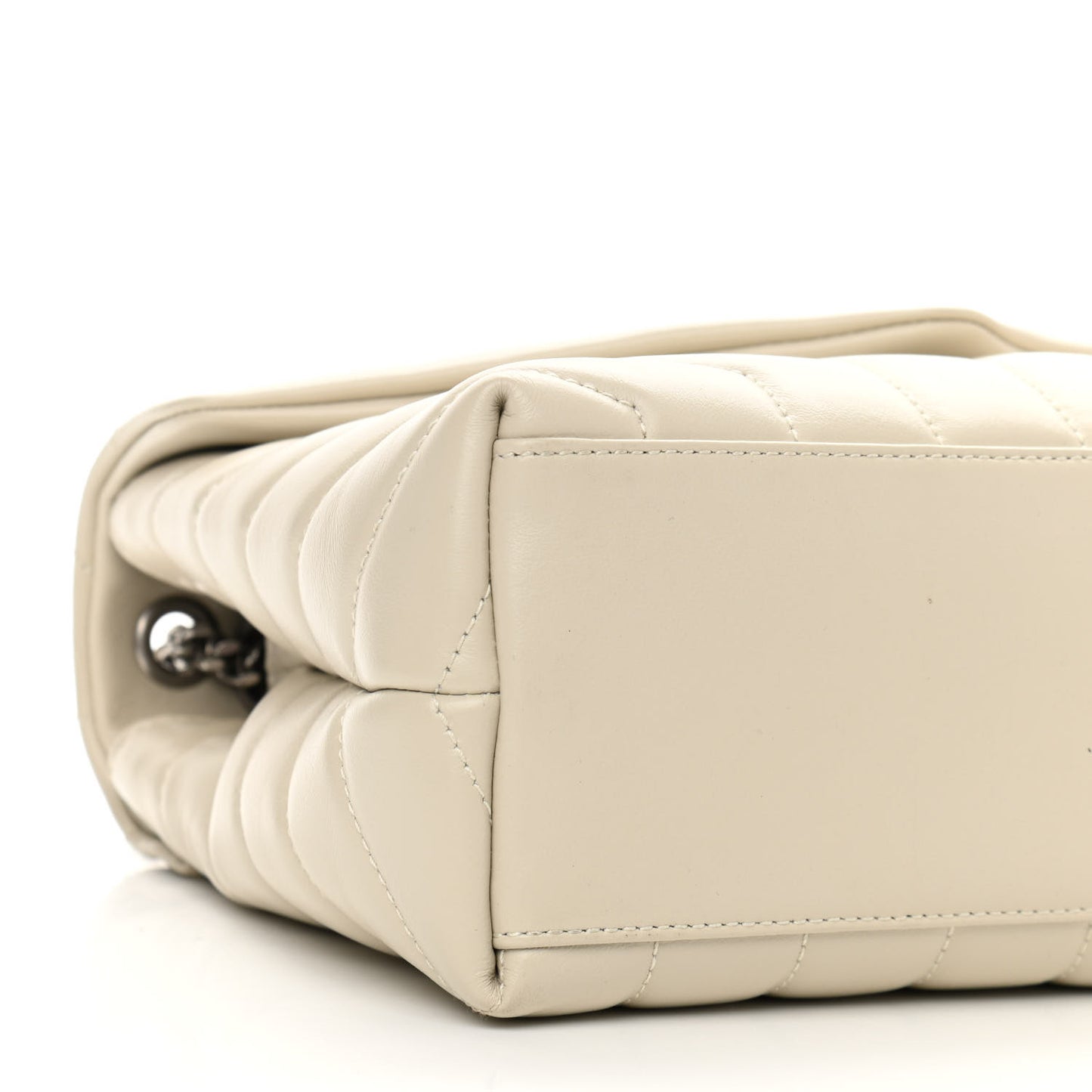 Calfskin Y Quilted Monogram Small Loulou Chain Satchel Ivory