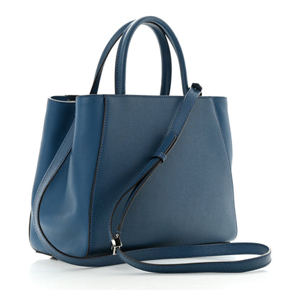 Fendi Vitello Elite Petite 2Jours Tote Blue Cobalto 3 of 13